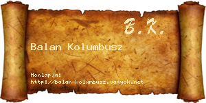 Balan Kolumbusz névjegykártya